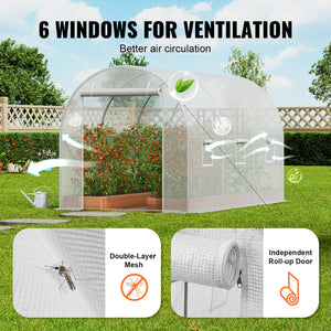 Walk-in Greenhouse | 9.6x6.4x6.2 ft PE Cover with Galvanized Frame
