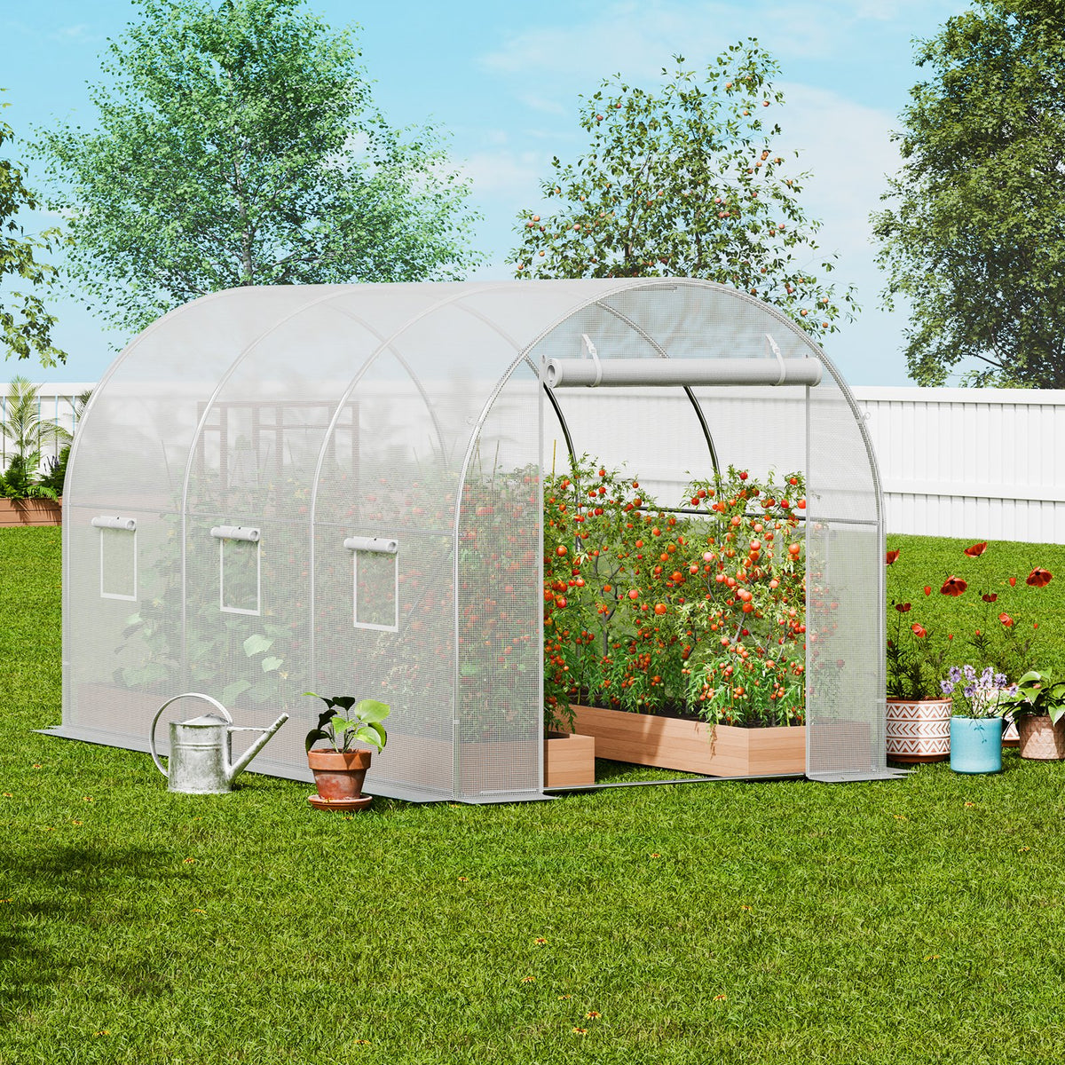 Walk-in Greenhouse | 9.6x6.4x6.2 ft PE Cover with Galvanized Frame