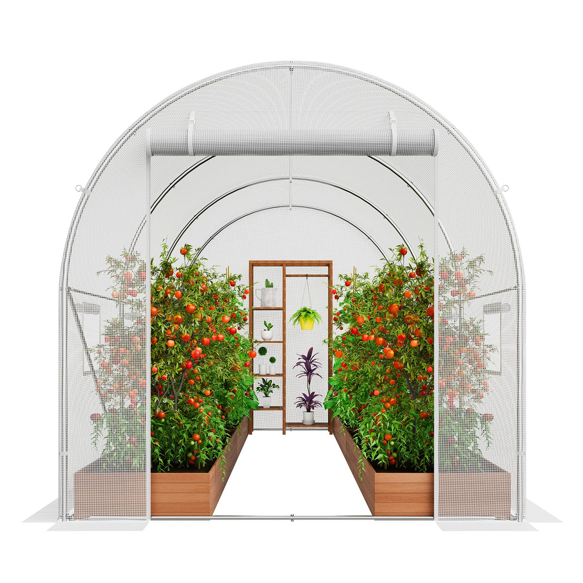 Walk-in Greenhouse | 9.6x6.4x6.2 ft PE Cover with Galvanized Frame