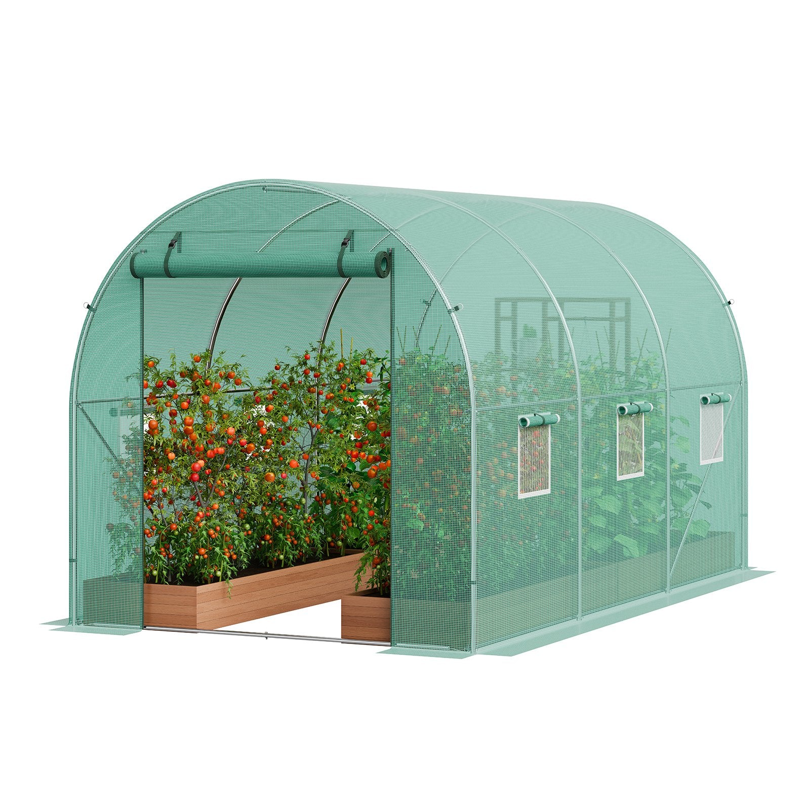 Walk-In Greenhouse | 11.3x6.4x6.3 ft PE Cover with Galvanized Frame