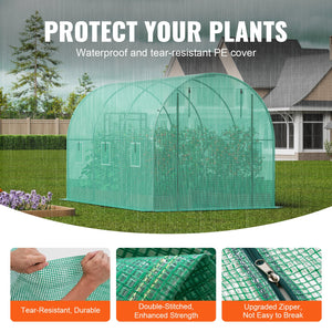 Walk-In Greenhouse | 11.3x6.4x6.3 ft PE Cover with Galvanized Frame