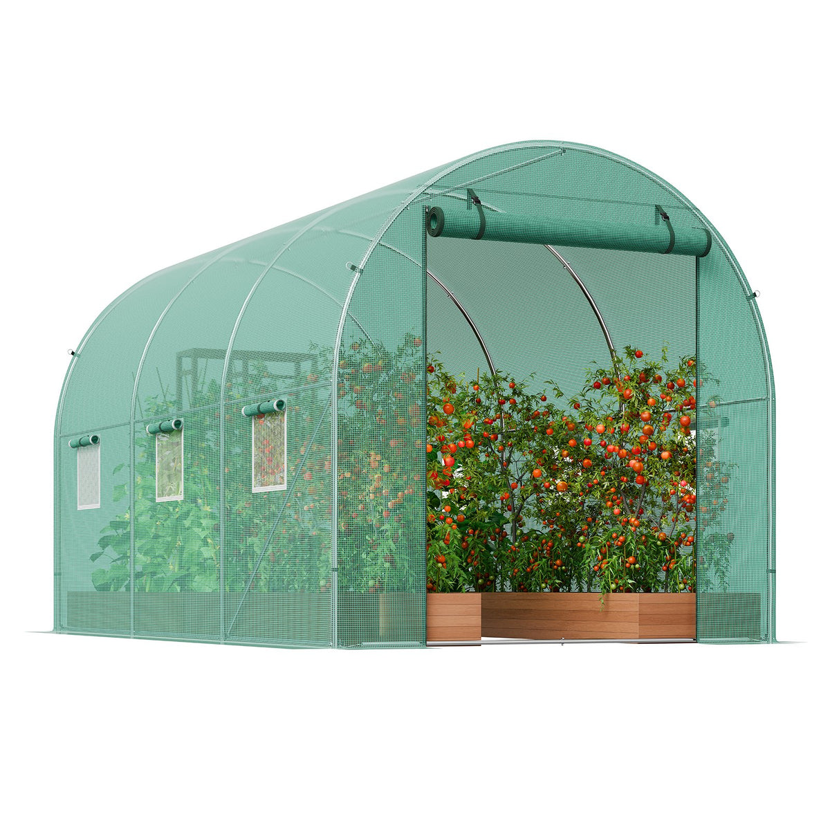 Walk-In Greenhouse | 11.3x6.4x6.3 ft PE Cover with Galvanized Frame