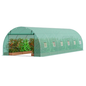 Walk-in Greenhouse | 29.2x9.7x6.5 ft PE Cover with Galvanized Frame