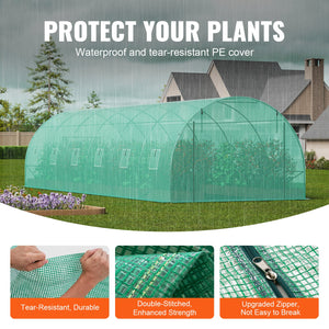 Walk-in Greenhouse | 29.2x9.7x6.5 ft PE Cover with Galvanized Frame