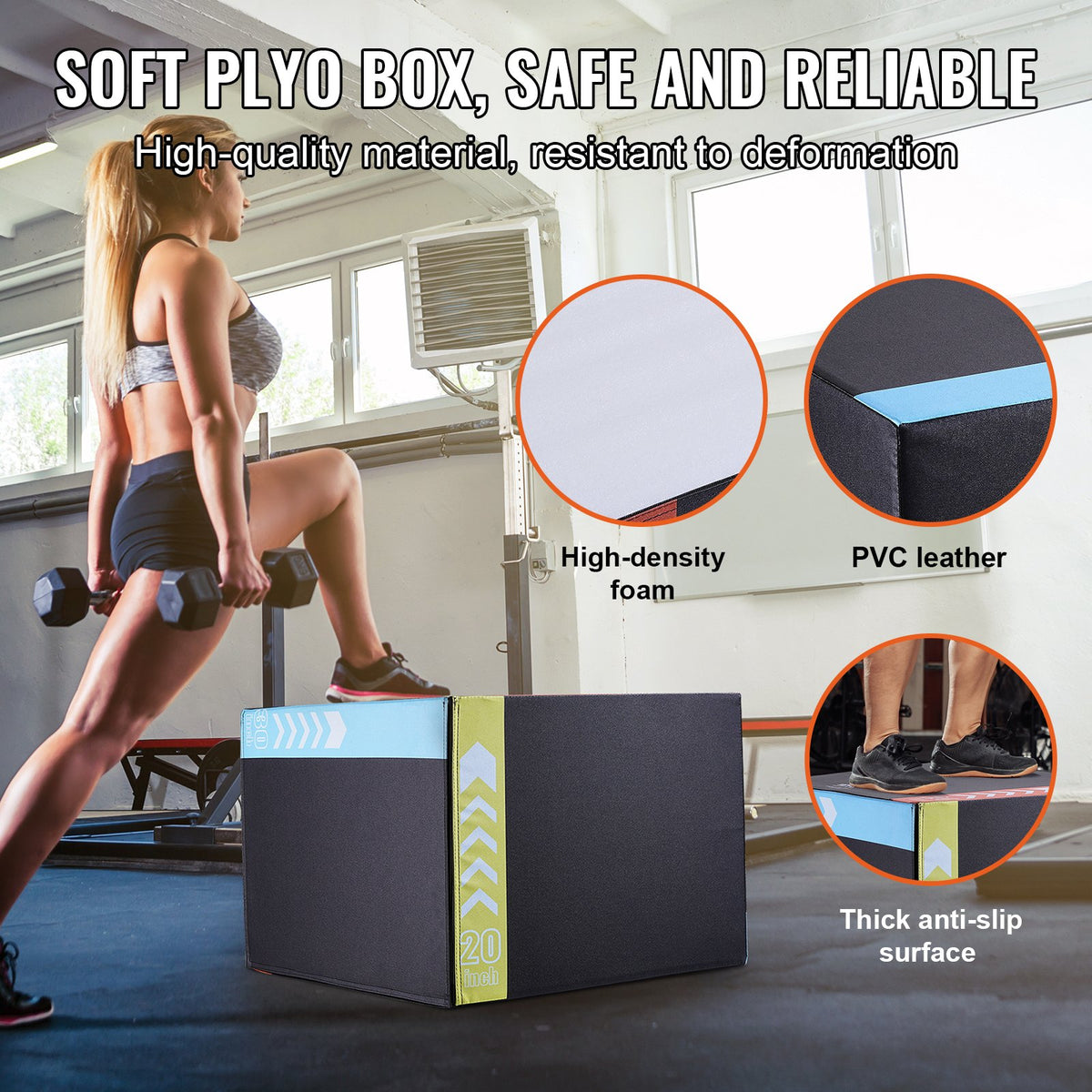 Plyometric Jump Box 3-in-1 | Foam 30/24/20" Anti-Slip Fitness Training Box