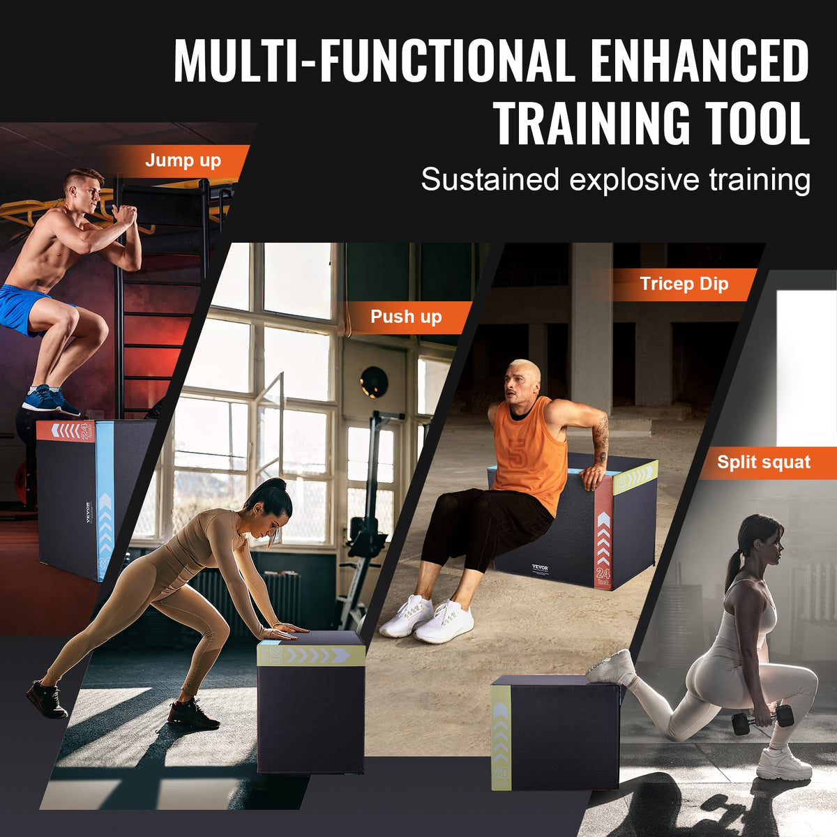 Plyometric Jump Box 3-in-1 | Foam 30/24/20" Anti-Slip Fitness Training Box