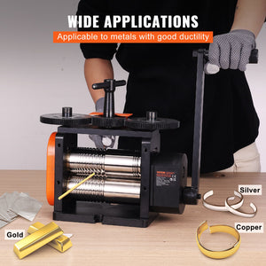 Jewelry Rolling Mill 57mm | 3-in-1 Gear Ratio 1:2 | Sheet, Square Wire, Elliptical Press | Metalwork Tool