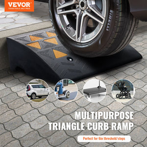 Rubber Curb Ramp 2 Pack | 15.2cm Rise Height | Heavy Duty 15 Ton Capacity | Driveway Threshold Ramps with Grid Structure | For Cars, Wheelchairs & Bikes