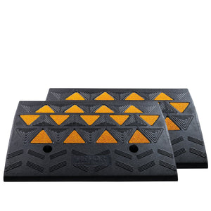 Rubber Curb Ramp 2 Pack | 15.2cm Rise Height | Heavy Duty 15 Ton Capacity | Driveway Threshold Ramps with Grid Structure | For Cars, Wheelchairs & Bikes
