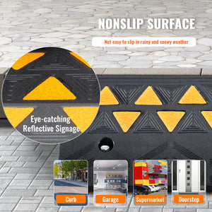 Rubber Curb Ramp 2 Pack | 11cm Rise Height | Heavy Duty 15 Ton Load Capacity | Driveway Threshold Ramps with Grid Structure | For Cars, Wheelchairs, Bikes & Motorcycles