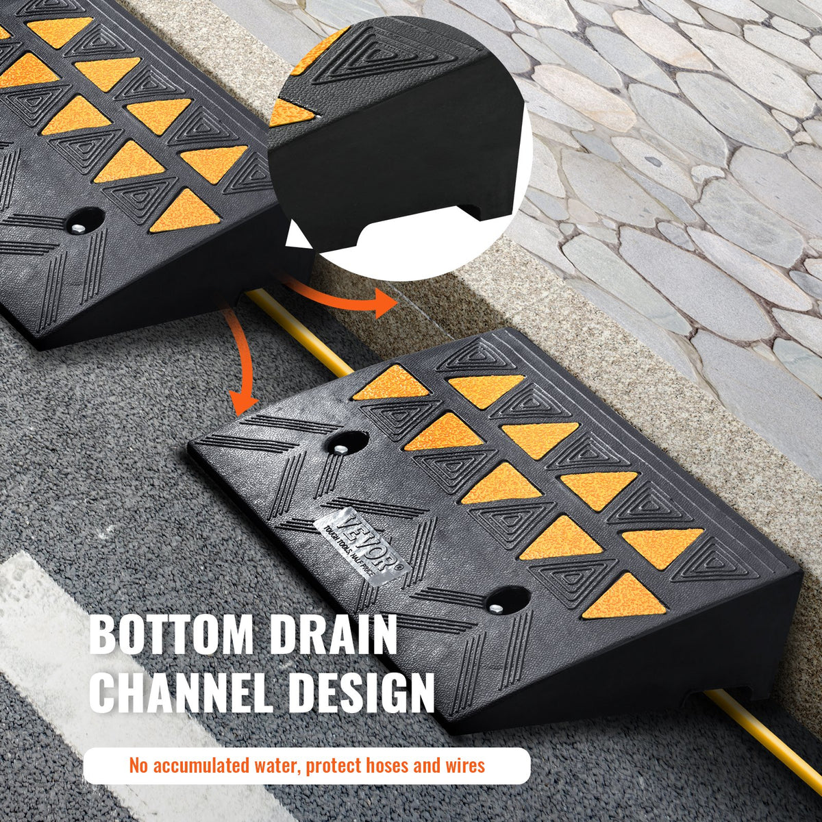 Rubber Curb Ramp 2 Pack | 11cm Rise Height | Heavy Duty 15 Ton Load Capacity | Driveway Threshold Ramps with Grid Structure | For Cars, Wheelchairs, Bikes & Motorcycles