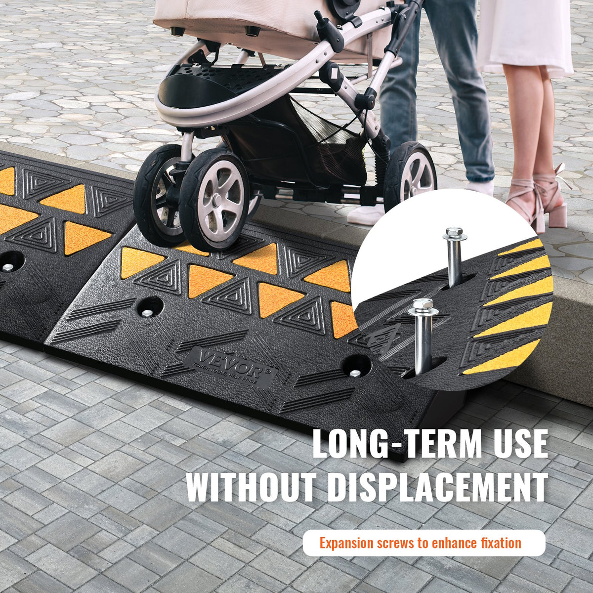Rubber Curb Ramp 2 Pack | 11cm Rise Height | Heavy Duty 15 Ton Load Capacity | Driveway Threshold Ramps with Grid Structure | For Cars, Wheelchairs, Bikes & Motorcycles