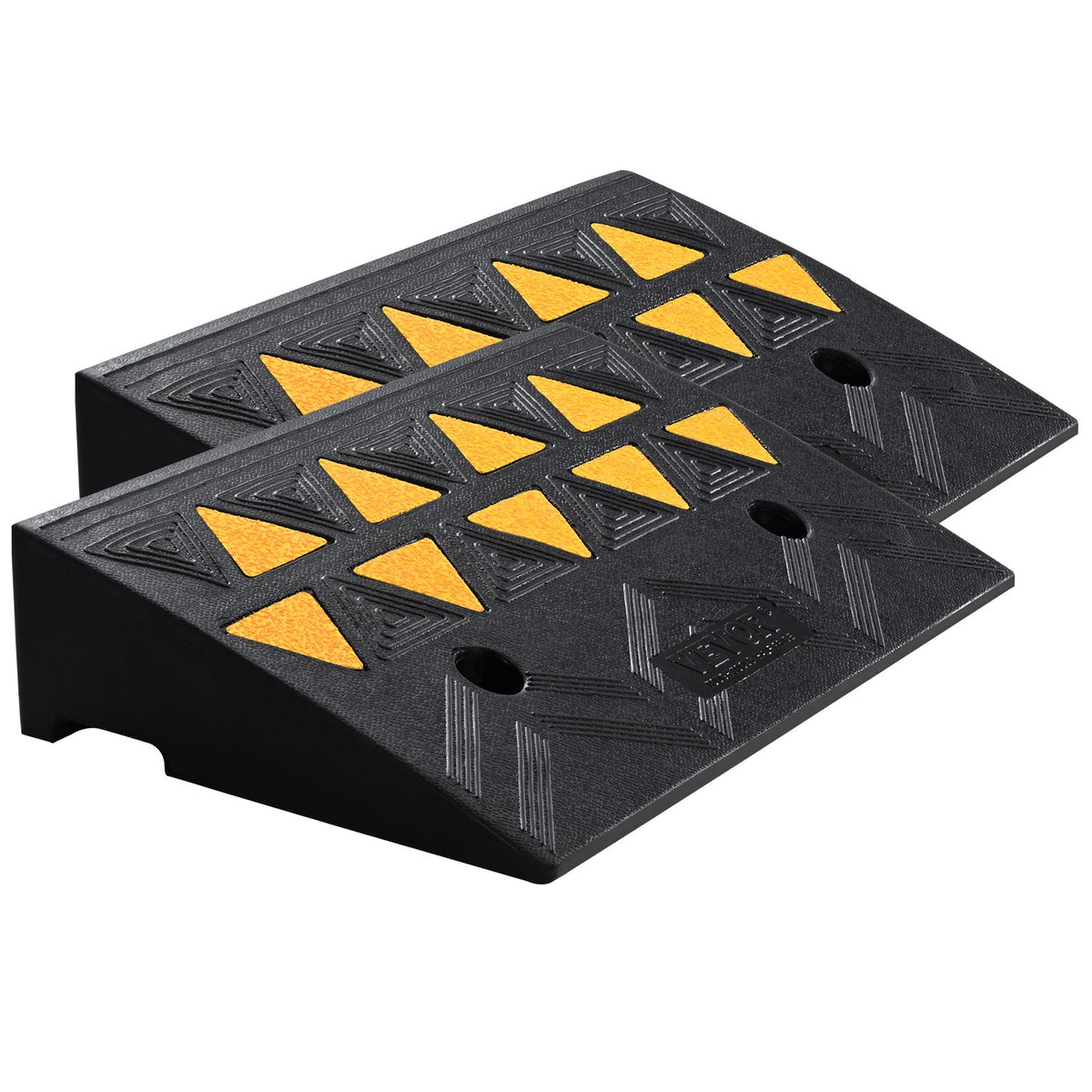 Rubber Curb Ramp 2 Pack | 11cm Rise Height | Heavy Duty 15 Ton Load Capacity | Driveway Threshold Ramps with Grid Structure | For Cars, Wheelchairs, Bikes & Motorcycles