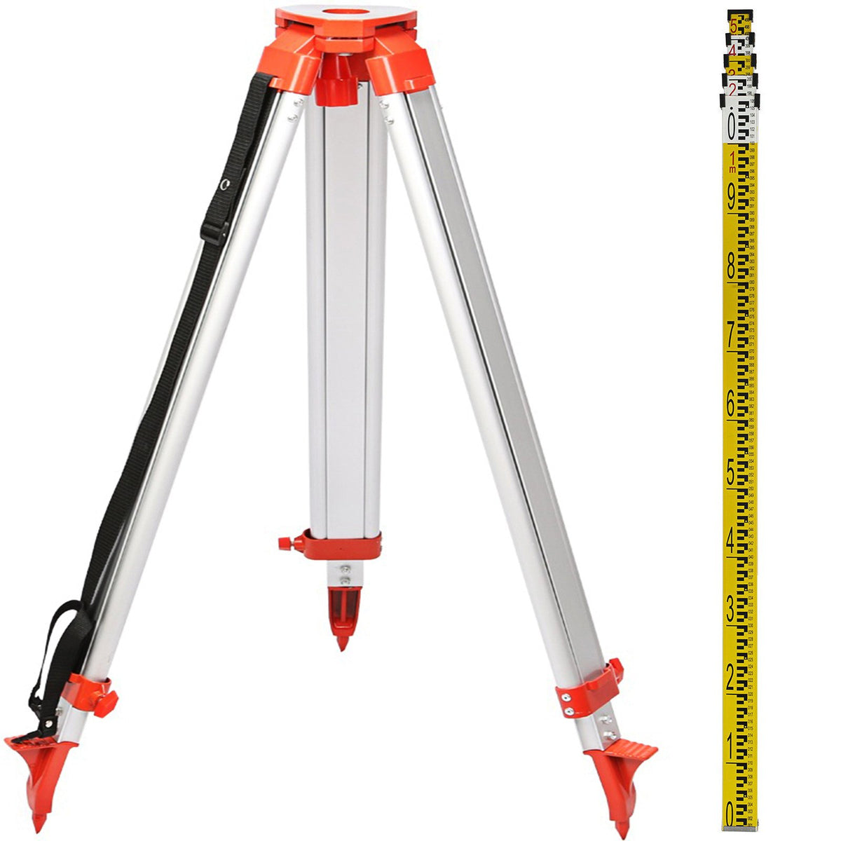 Laser Level Tripod & Staff | 1.65m Aluminum Tripod + 5m Measuring Staff