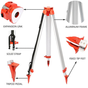 Laser Level Tripod & Staff | 1.65m Aluminum Tripod + 5m Measuring Staff