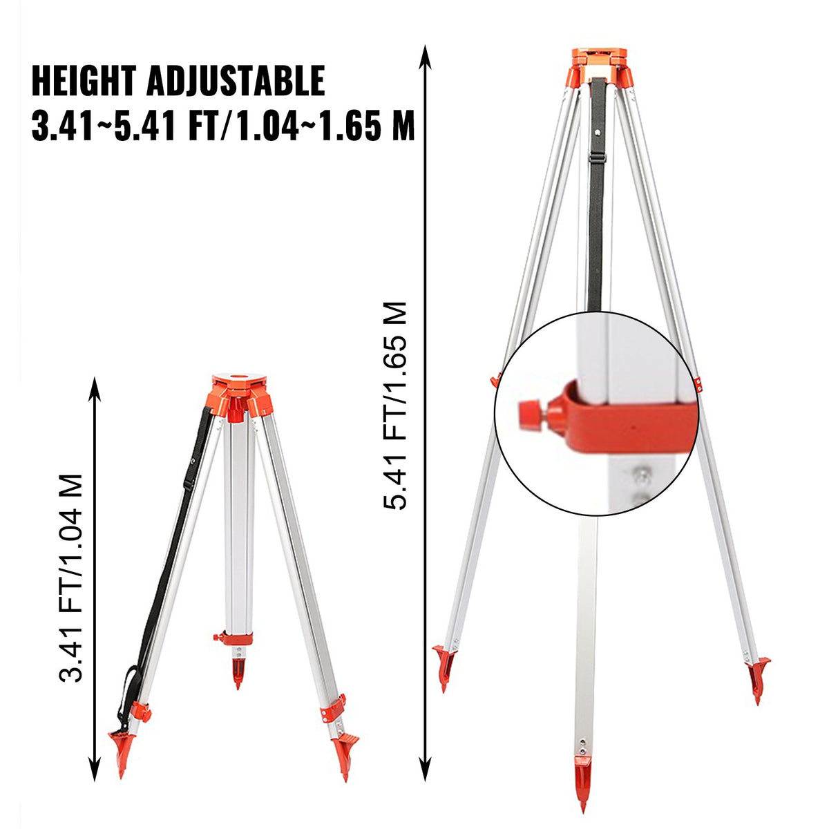 Laser Level Tripod & Staff | 1.65m Aluminum Tripod + 5m Measuring Staff