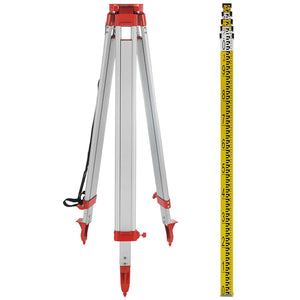 Laser Level Tripod & Staff | 1.65m Aluminum Tripod + 5m Measuring Staff