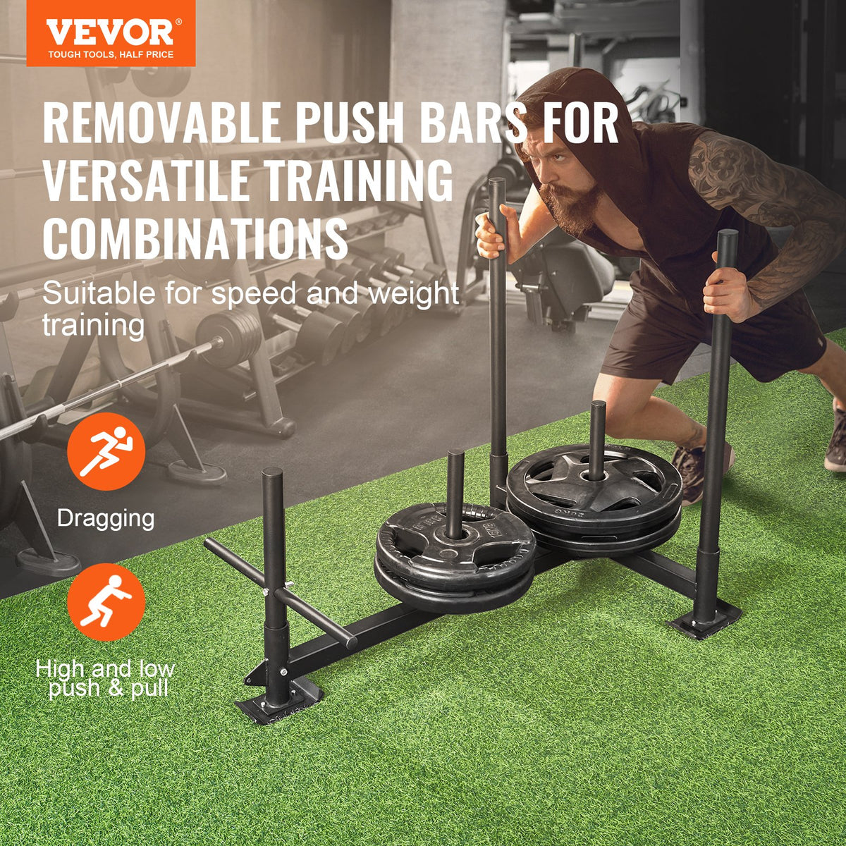 Weight Training Sled | Push/Pull Power Sled for Strength & Speed Training | Fits 5cm Weight Plates