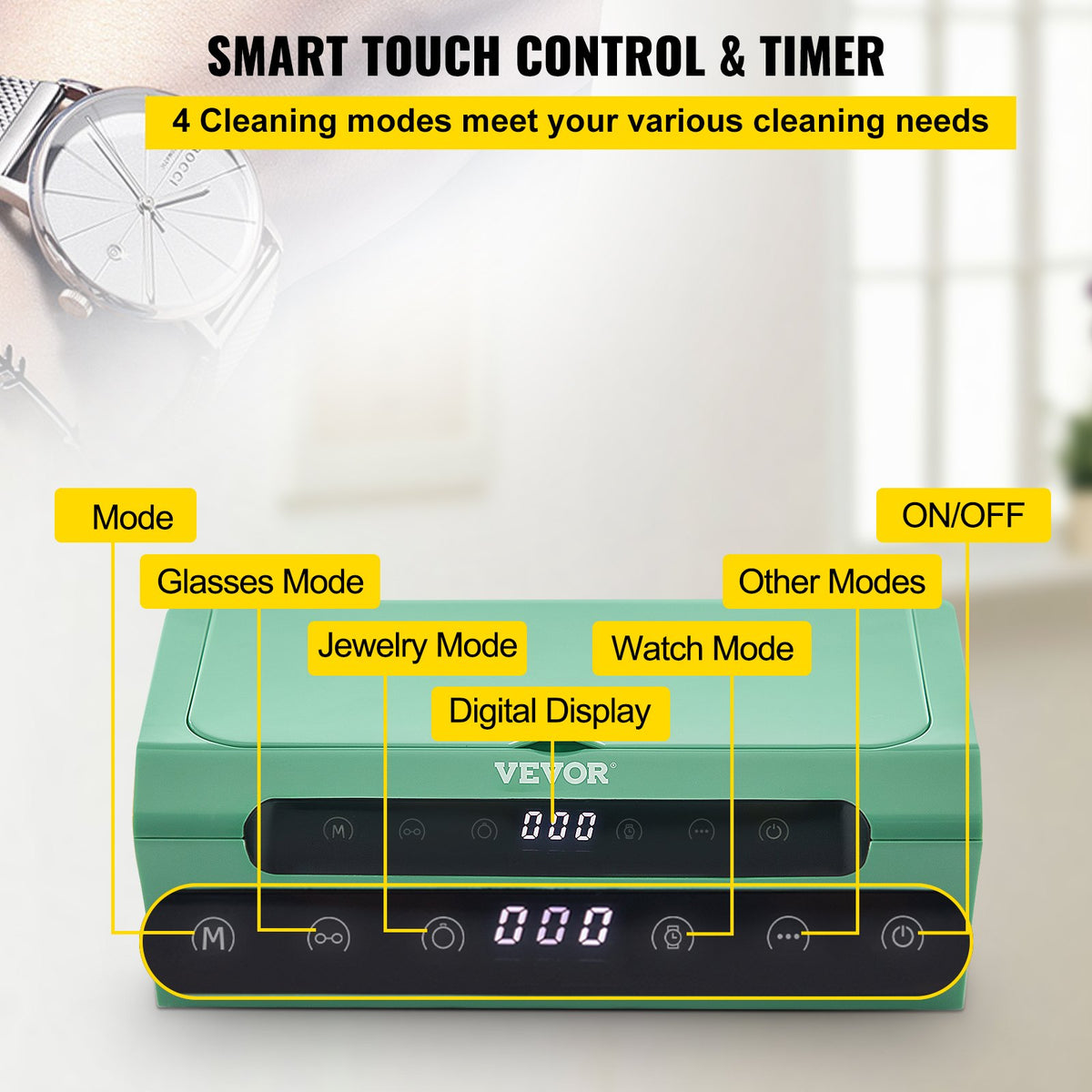 Ultrasonic Cleaner 500ml | Portable Jewellery Cleaning Machine | Green