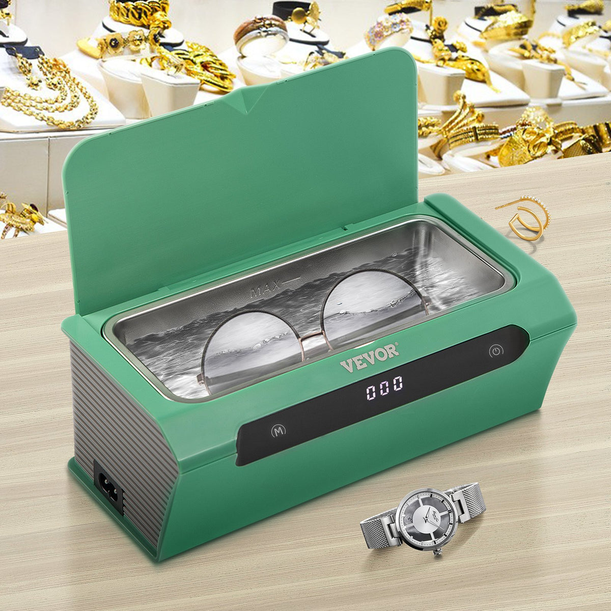 Ultrasonic Cleaner 500ml | Portable Jewellery Cleaning Machine | Green