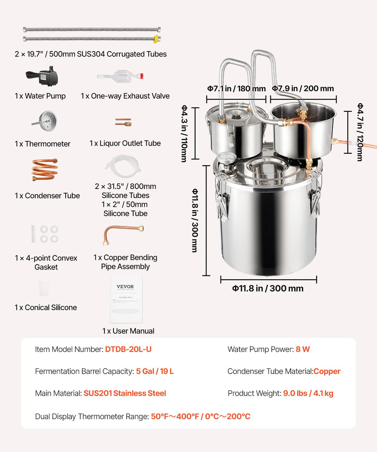 Moonshine Still | 5-Gallon Water/Alcohol Distiller with Thumper Keg & Pump