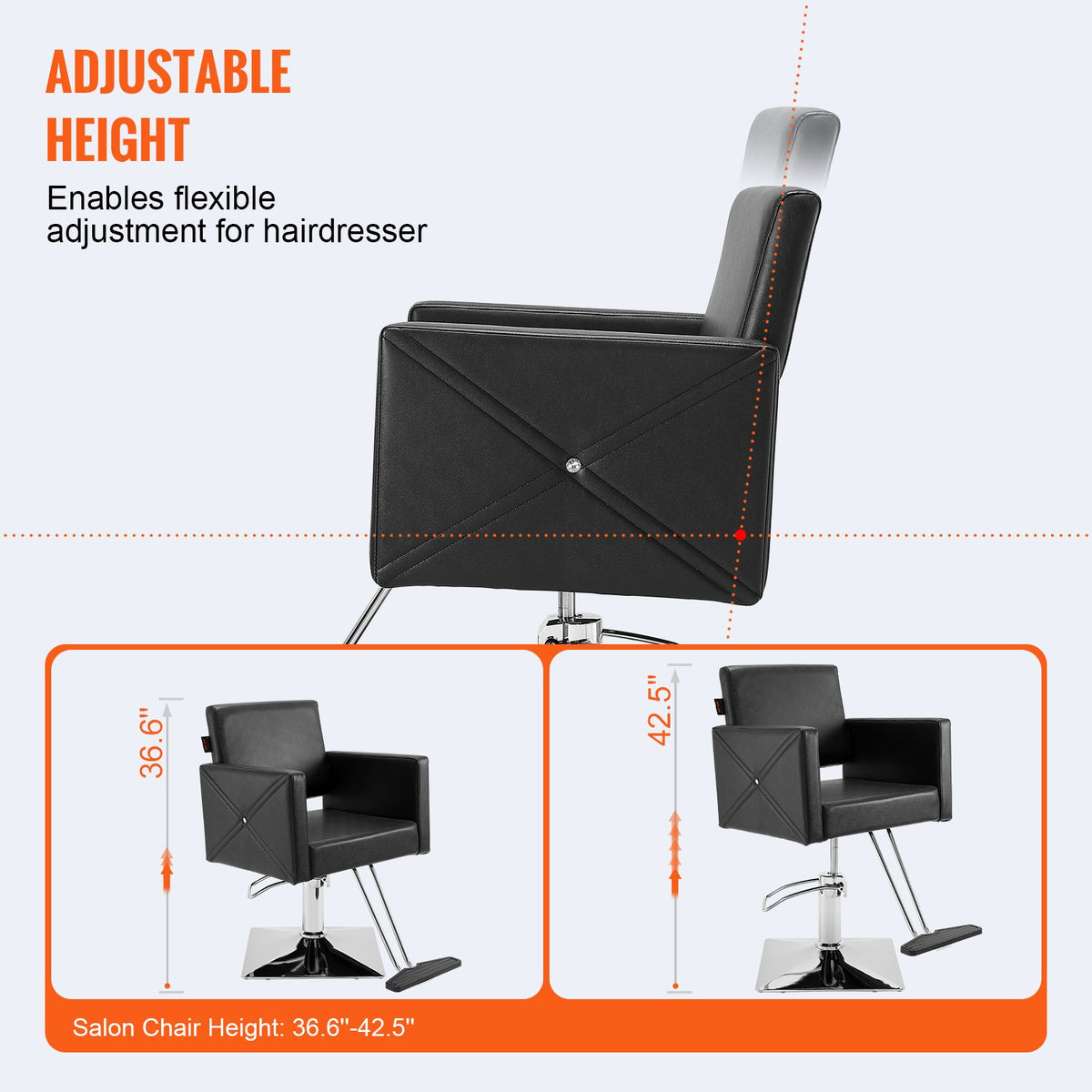 Salon Chair Black | Barber Chair for Hair Stylists | Heavy Duty Hydraulic Pump | Swivel Styling Chair with Footrest | Beauty Spa Shampoo Chair 150kg Capacity