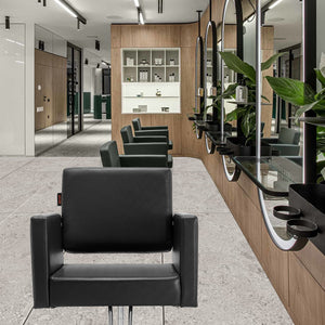 Salon Chair Black | Barber Chair for Hair Stylists | Heavy Duty Hydraulic Pump | Swivel Styling Chair with Footrest | Beauty Spa Shampoo Chair 150kg Capacity