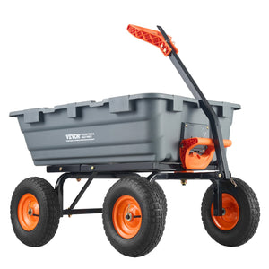 Poly Dump Cart | 544kg Capacity | Convertible Handle | Garden Wheelbarrow with 33cm Tires