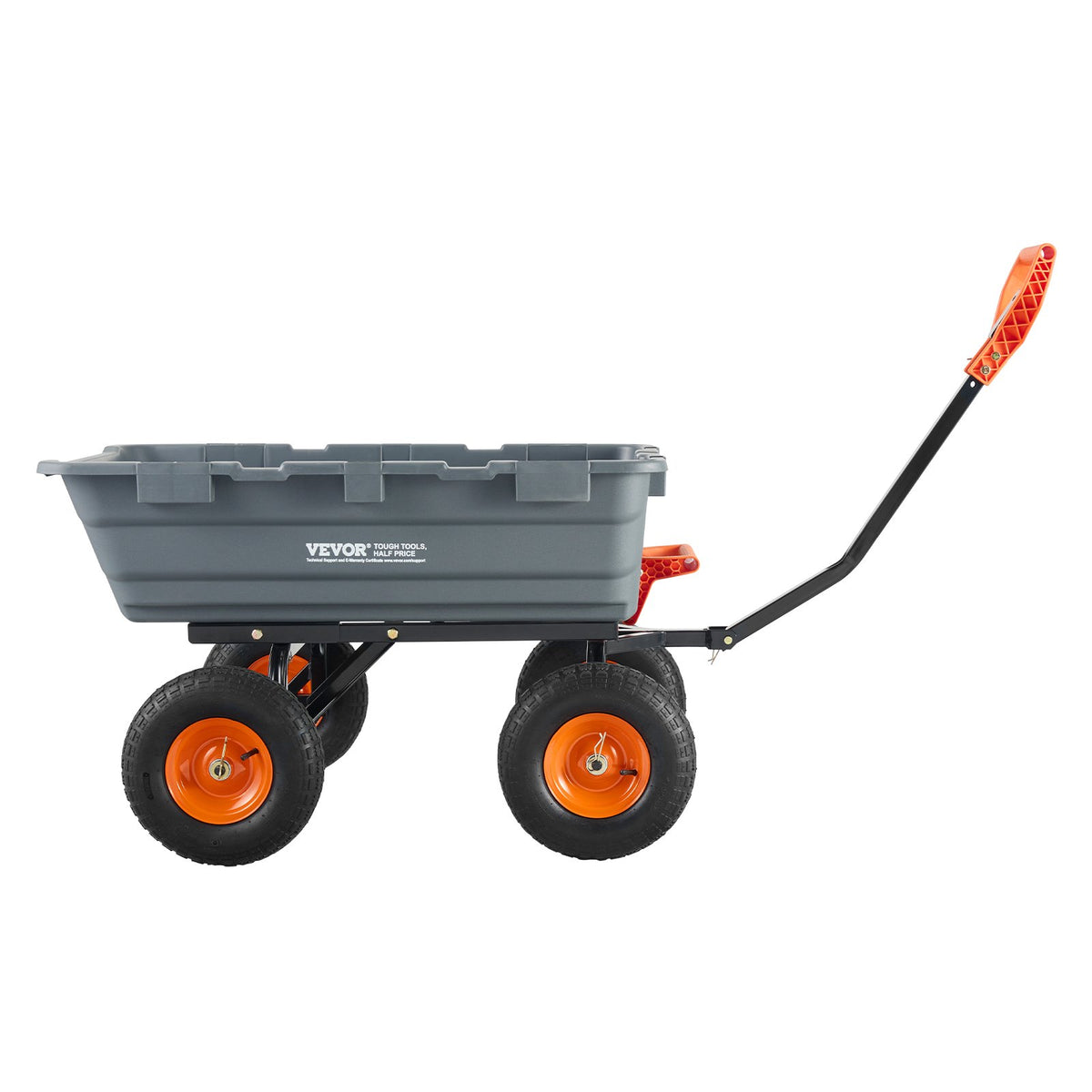 Poly Dump Cart | 544kg Capacity | Convertible Handle | Garden Wheelbarrow with 33cm Tires