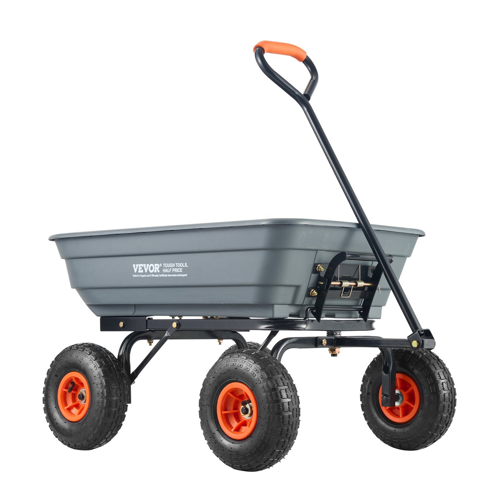 Dump Cart Poly Garden Wagon | Steel Frame | 2-in-1 Convertible Handle | Utility Wheelbarrow 272kg Capacity | 25.5cm Tyres