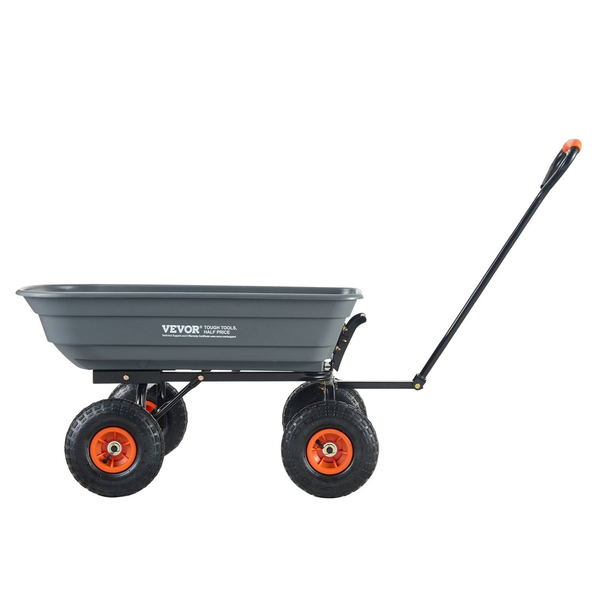 Dump Cart Poly Garden Wagon | Steel Frame | 2-in-1 Convertible Handle | Utility Wheelbarrow 272kg Capacity | 25.5cm Tyres