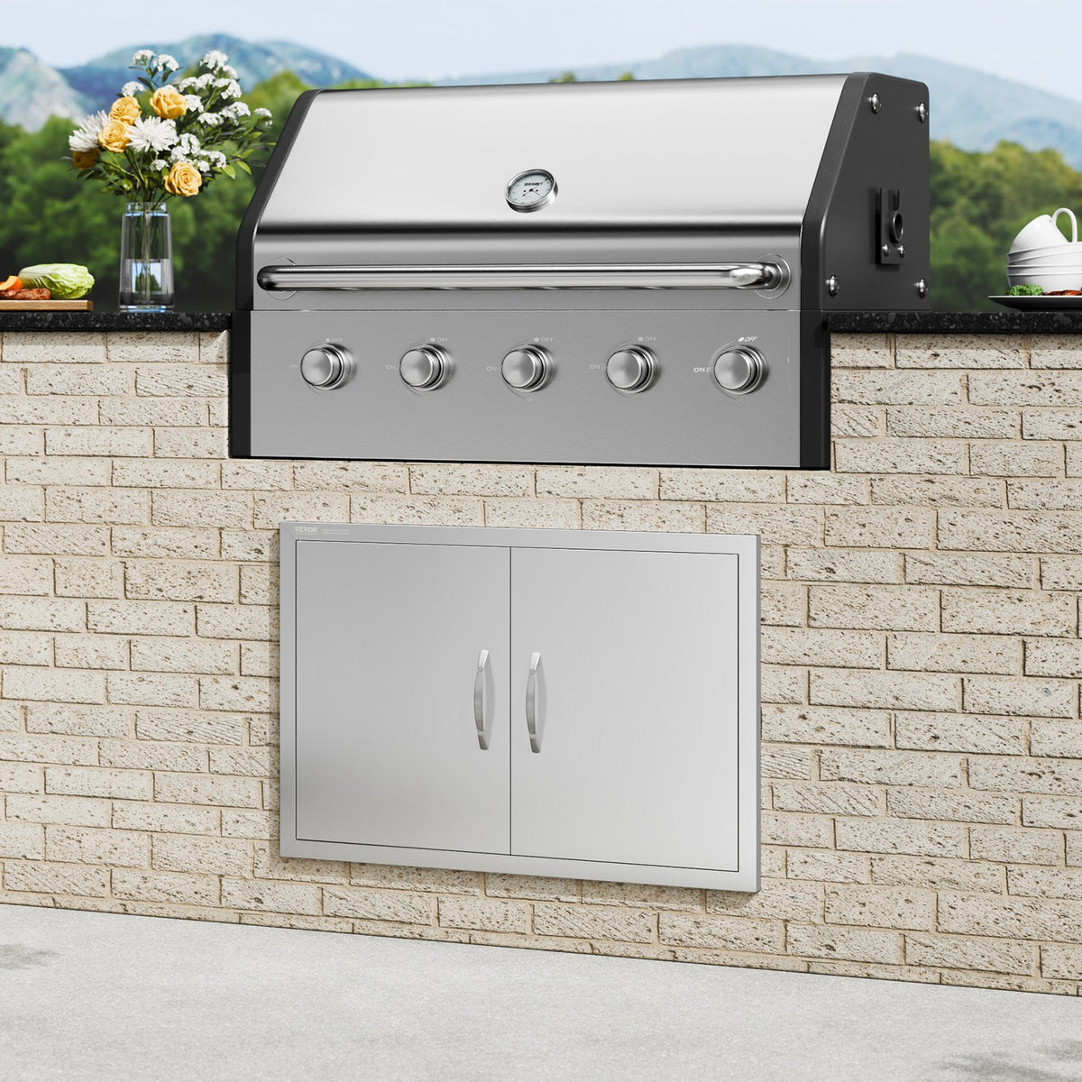 BBQ Access Door 838x558mm | Double Stainless Steel Flush Mount for Outdoor Kitchens