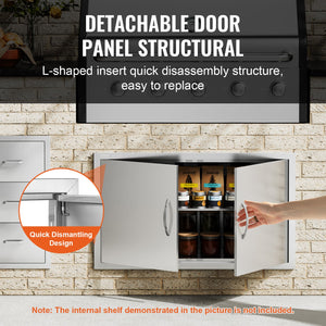 BBQ Access Door | 915x533mm Double Stainless Steel Outdoor Kitchen Doors | Flush Mount BBQ Island Access