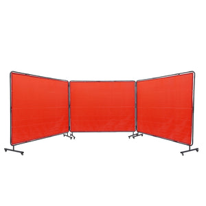 Welding Screen with Frame | 3-Panel 6'x8' Curtain with 12 Wheels
