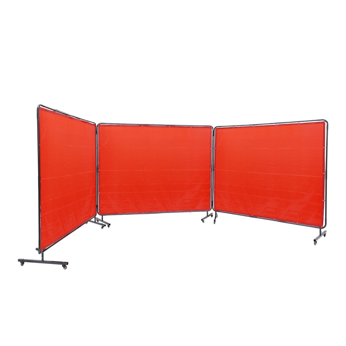 Welding Screen with Frame | 3-Panel 6'x8' Curtain with 12 Wheels