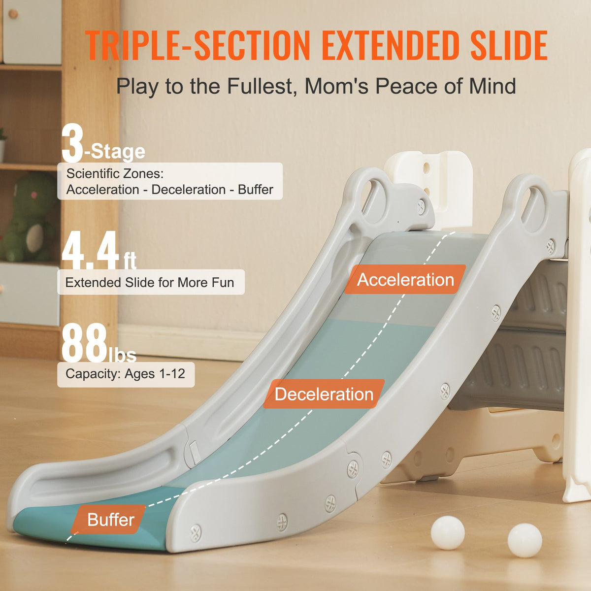 Toddler Slide & Playhouse | Indoor Outdoor Kids Slide with Climbing Ladder & Bus Design | Raised Handrail & Anti-Slip | 50kg Capacity for Ages 1-12