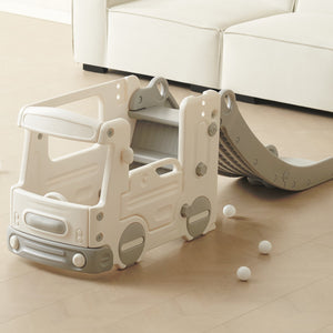 Toddler Slide & Playhouse | Indoor Outdoor Kids Slide with Climbing Ladder & Bus Design | Raised Handrail & Anti-Slip | 50kg Capacity for Ages 1-12