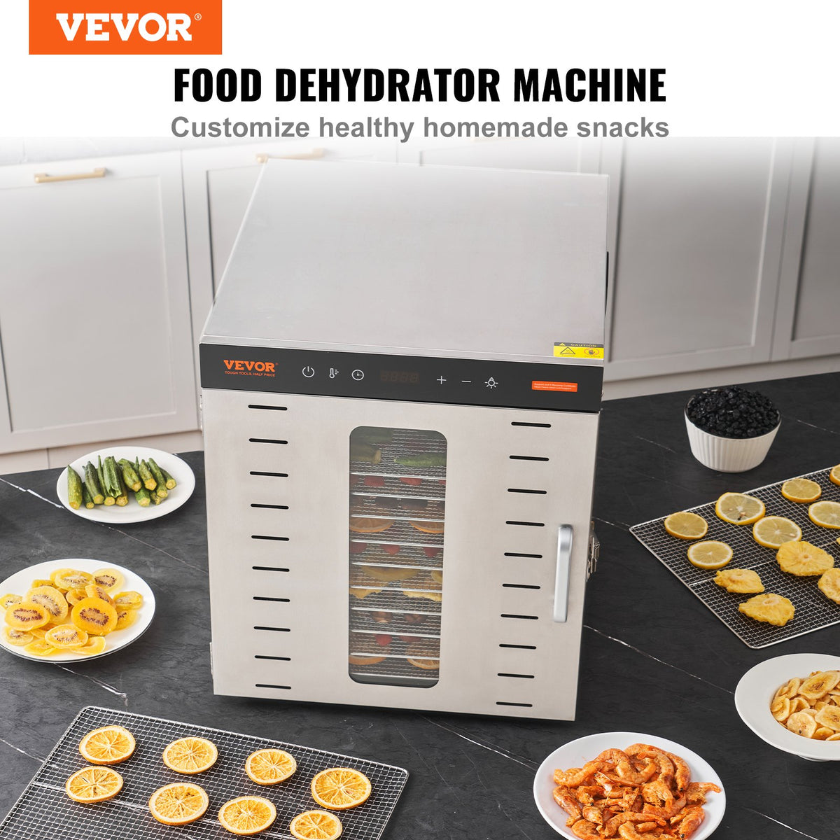 Food Dehydrator | 10-Tray 1000W Stainless Steel Jerky & Fruit Dryer