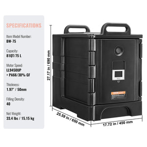 Insulated Food Pan Carrier 81QT | Stackable Catering Dish Box