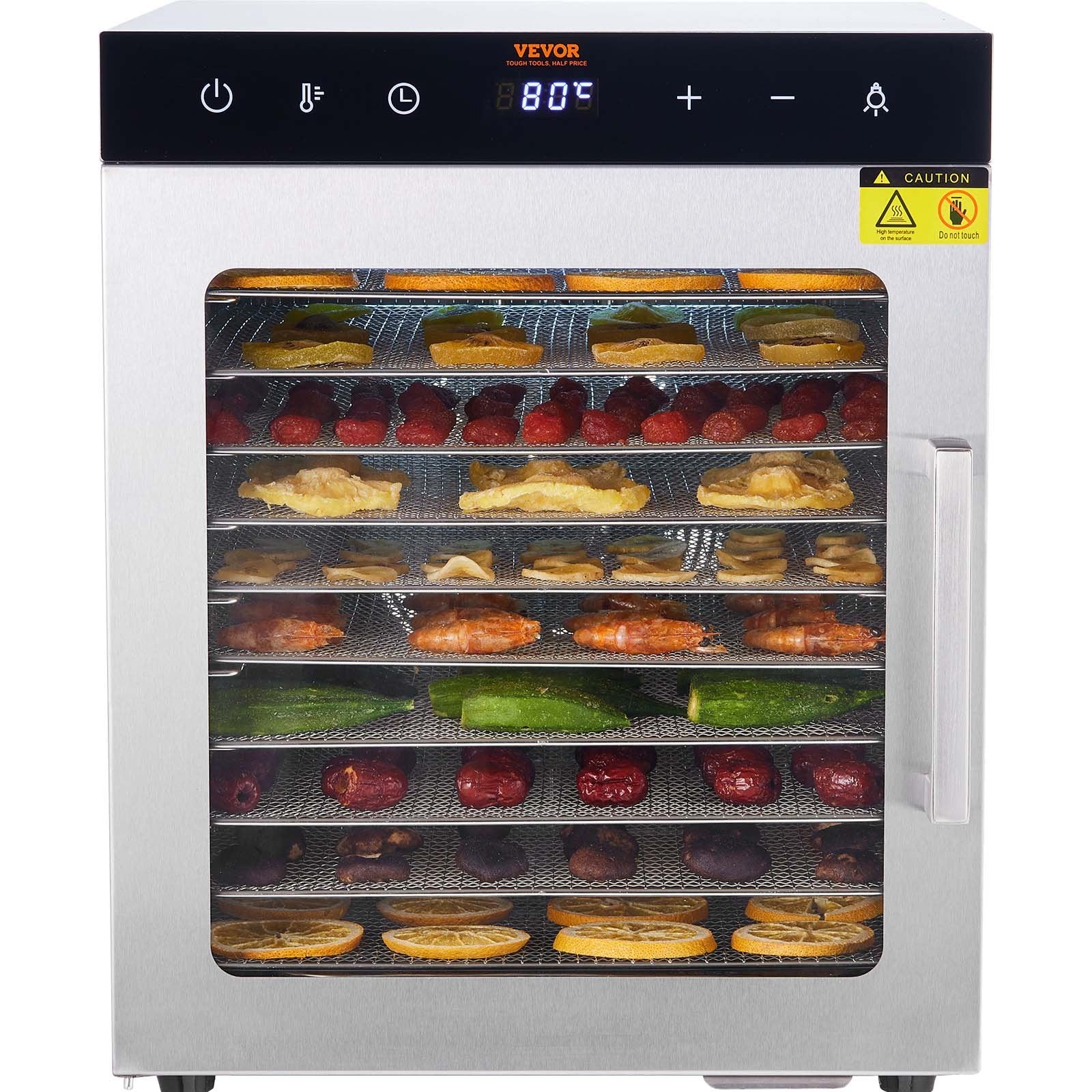 Food Dehydrator | 10-Tray 800W Stainless Steel Jerky & Fruit Dryer