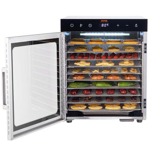 Food Dehydrator | 10-Tray 800W Stainless Steel Jerky & Fruit Dryer