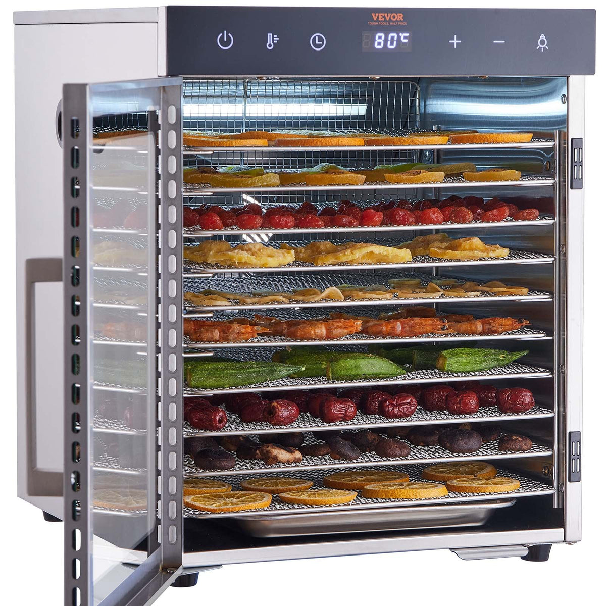 Food Dehydrator | 10-Tray 800W Stainless Steel Jerky & Fruit Dryer