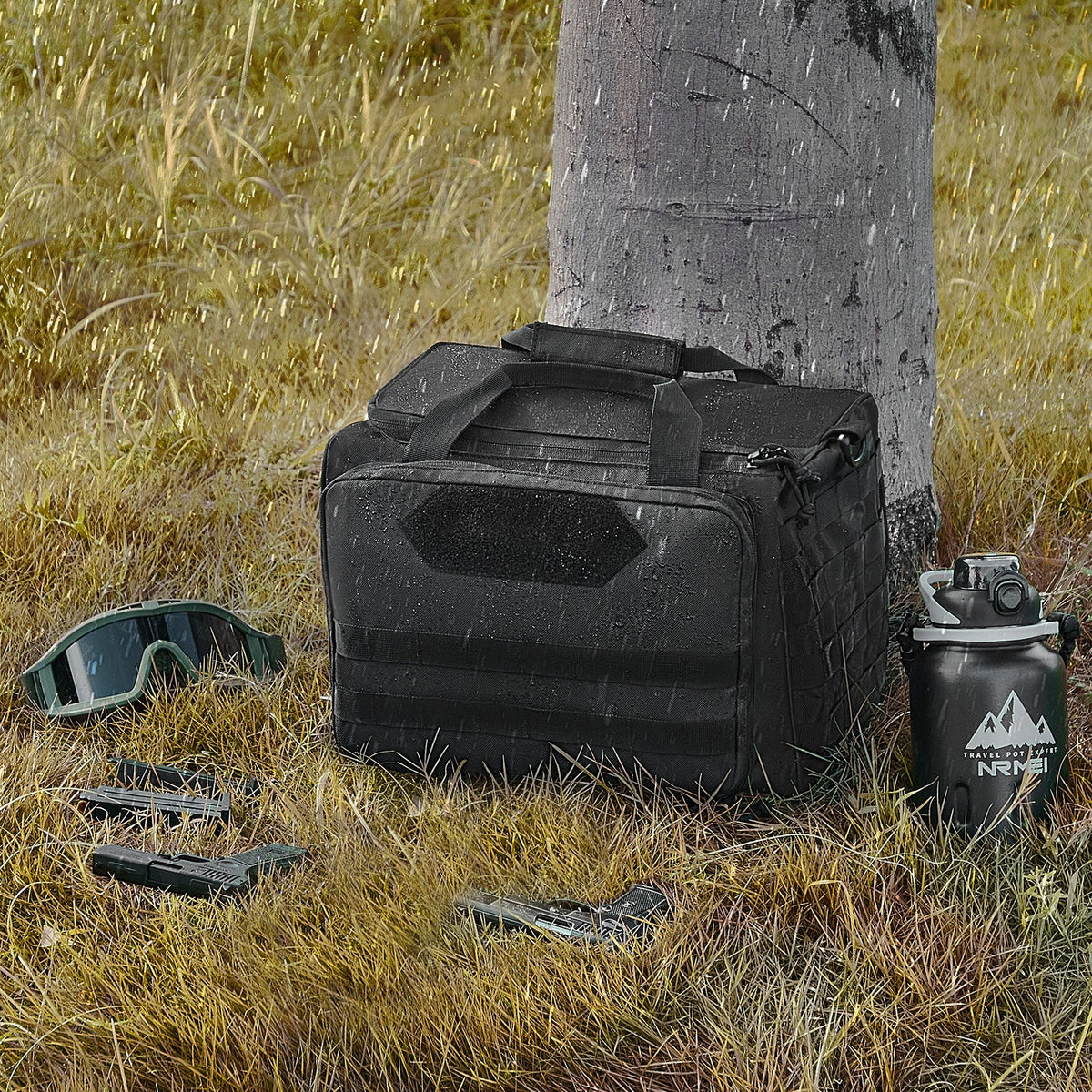 Tactical Range Bag | 3-Pistol Carry Bag with Shoulder Strap | Black