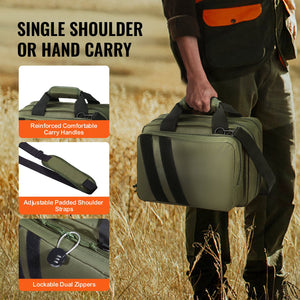 Range Bag | Tactical 2-Pistol Carry Case with Built-in Bags | Green