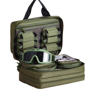 Range Bag | Tactical 2-Pistol Carry Case with Built-in Bags | Green