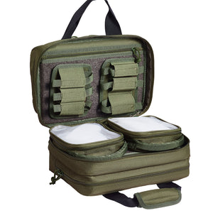 Range Bag | Tactical 2-Pistol Carry Case with Built-in Bags | Green