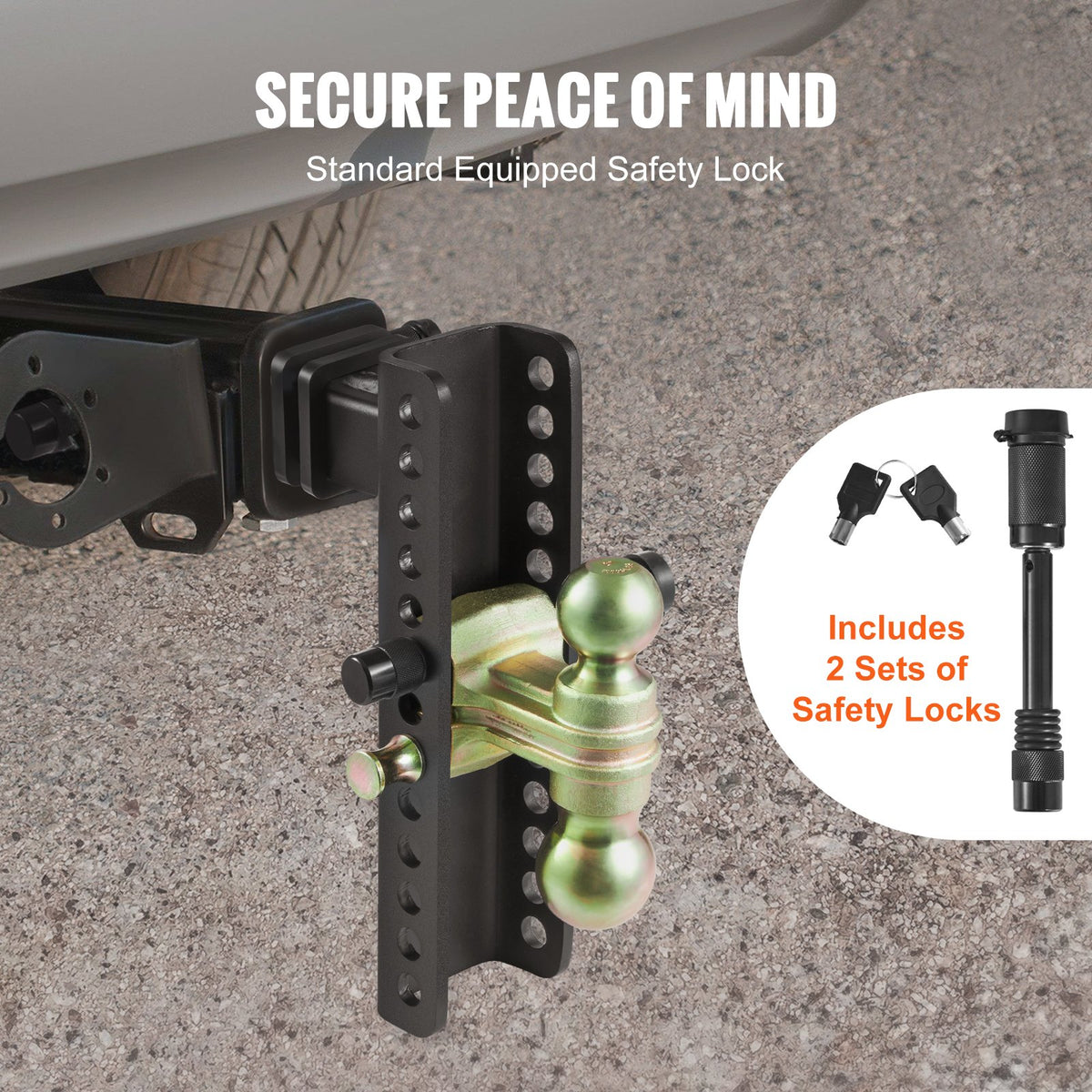 Adjustable Trailer Hitch | 25.4cm Drop & 21.59cm Rise | 5.08cm Receiver | 6350kg GTW | Tow Balls & Lock