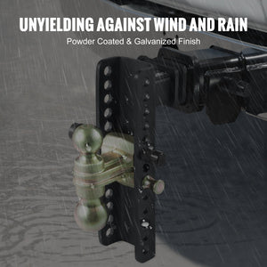 Adjustable Trailer Hitch | 25.4cm Drop & 21.59cm Rise | 5.08cm Receiver | 6350kg GTW | Tow Balls & Lock