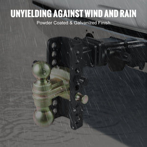 Adjustable Trailer Hitch | 15.24cm Drop & 11.43cm Rise | 5.08cm Receiver | 6350kg GTW | Tow Balls & Lock