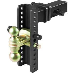 Adjustable Trailer Hitch | 25cm Drop & 21.59cm Rise | 6.35cm Receiver | 6577kg GTW | Tow Balls & Lock